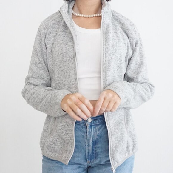 Acx Sport Gray Fine Knit Zip Up Runner Active Light Weight Sweater Large - Picture 2 of 9